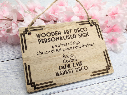 Art Deco Bespoke Text Wooden Sign – Select Your Font & Size | Eco-Friendly | Personalised Wall Decor - Ideal for Home, Office, or Business
