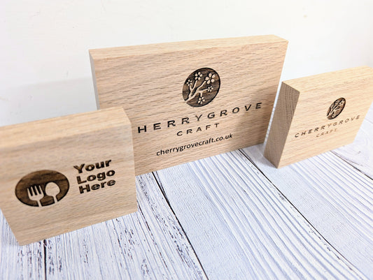 Custom Logo Oak Blocks - Freestanding Sign