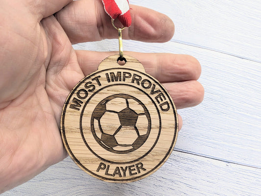 Custom Football-Themed Wooden Medals - Personalised Team Recognition