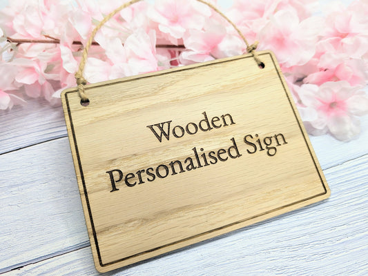Personalised Wooden Hanging Sign with Border