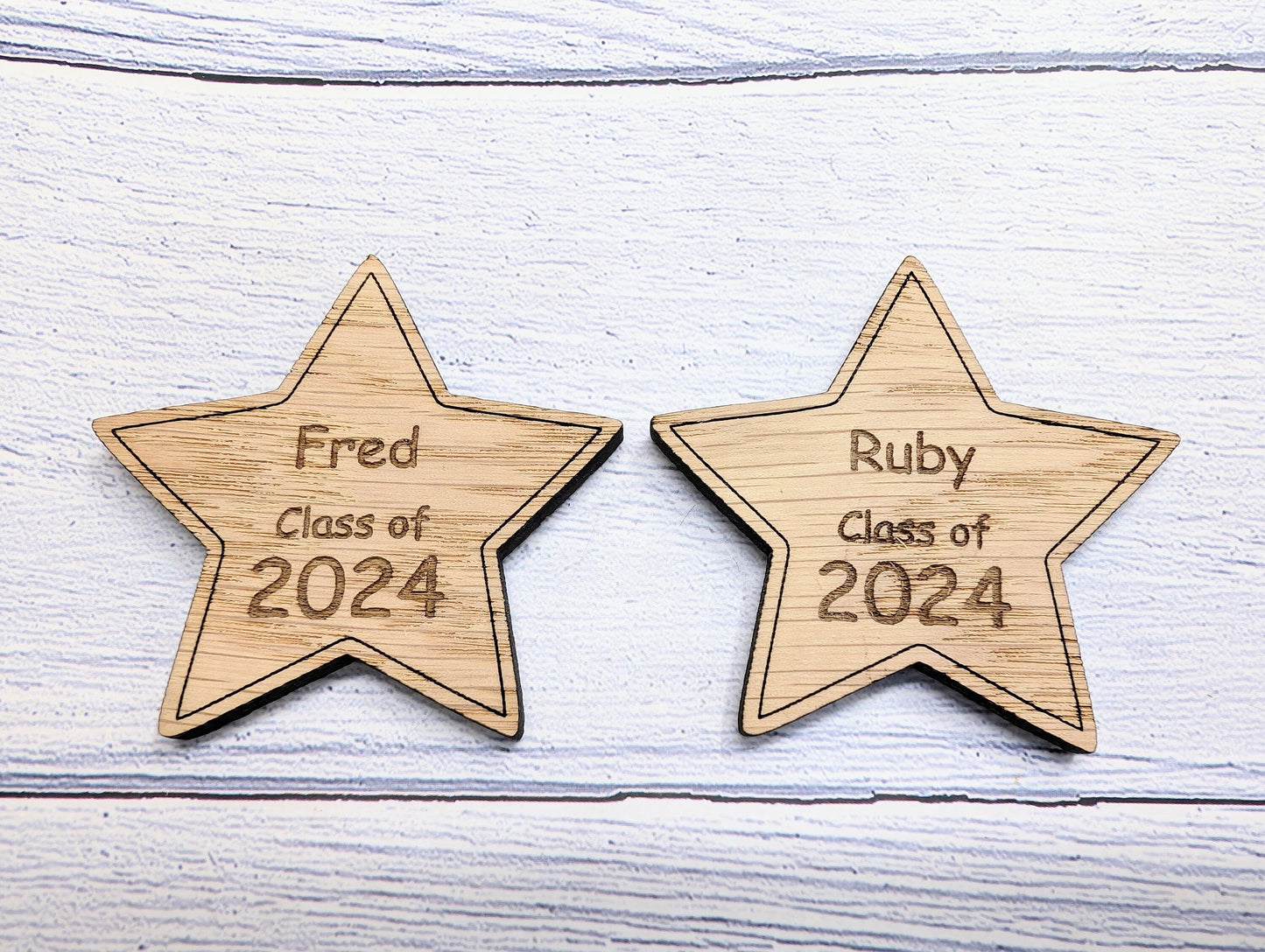 Personalised 'You're a Star - Class of xx' Wood Hug Token - Wooden Student Gift, End of Year - Custom Name Engraved - Eco Gift for Students