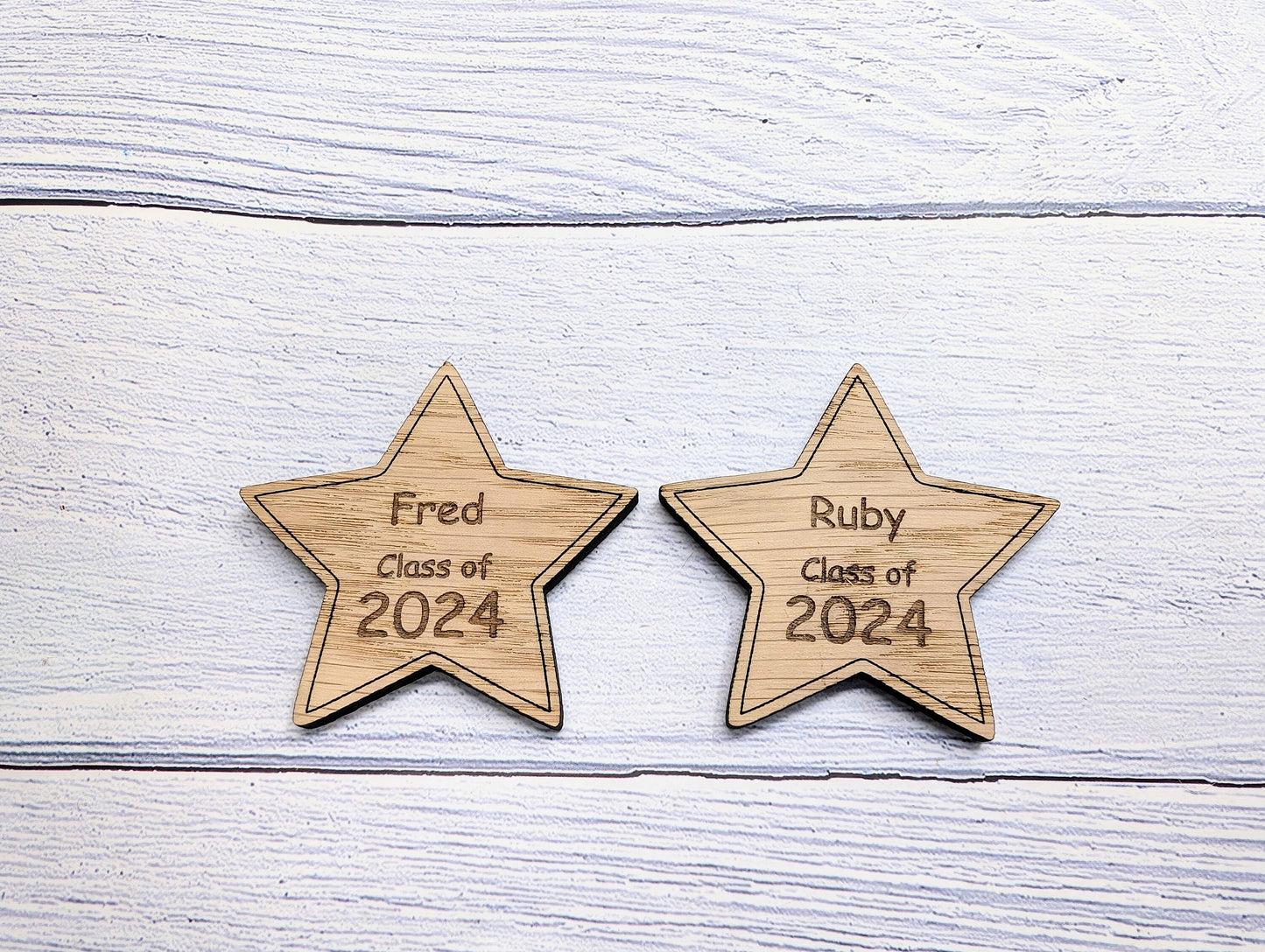 Personalised 'You're a Star - Class of xx' Wood Hug Token - Wooden Student Gift, End of Year - Custom Name Engraved - Eco Gift for Students