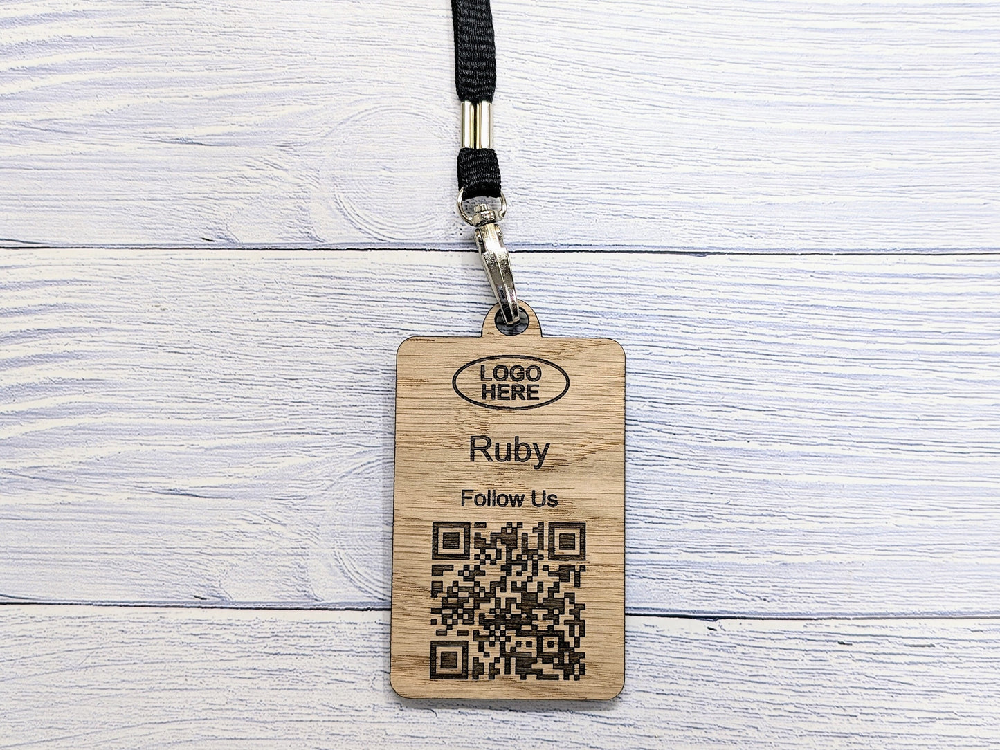 Interactive QR Code Eco-Friendly Portrait Name Badges with Eco Lanyards - Personalised Name, Company and Logo - Event, Exhibition Badges
