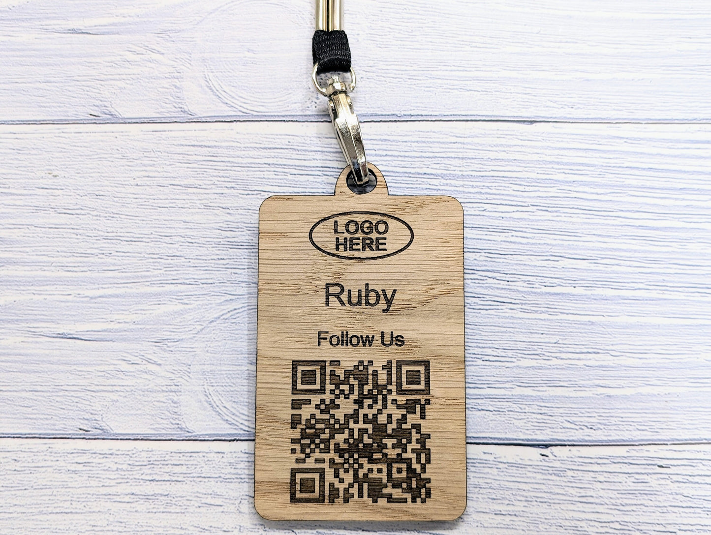 Interactive QR Code Eco-Friendly Portrait Name Badges with Eco Lanyards - Personalised Name, Company and Logo - Event, Exhibition Badges