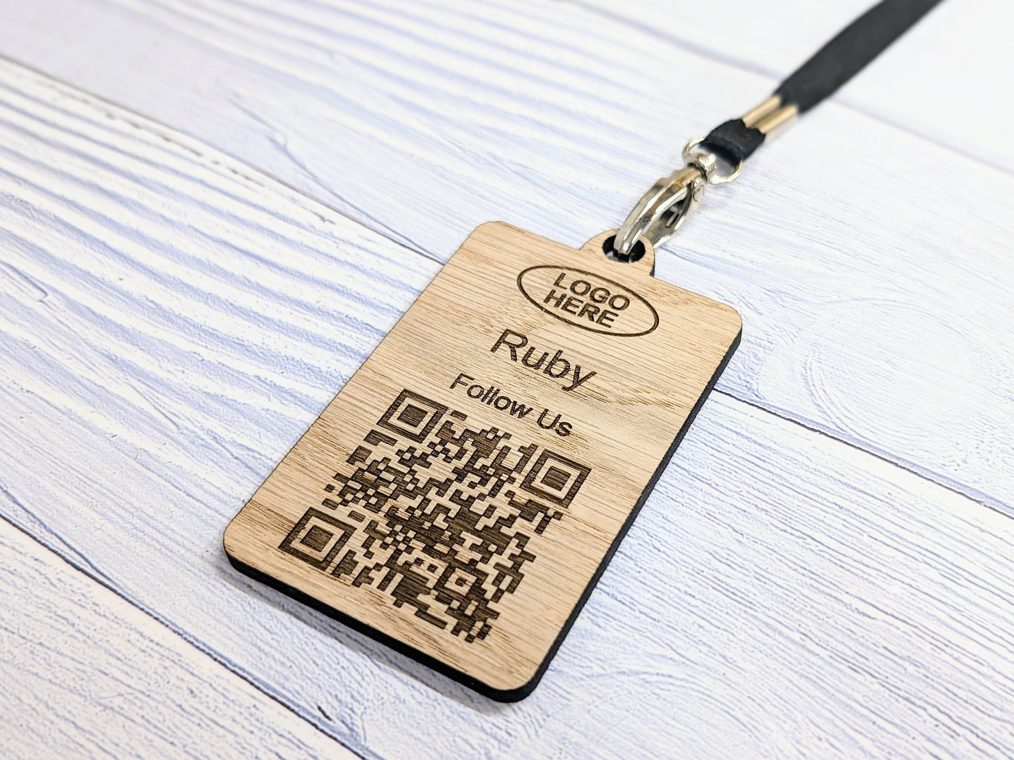 Interactive QR Code Eco-Friendly Portrait Name Badges with Eco Lanyards - Personalised Name, Company and Logo - Event, Exhibition Badges