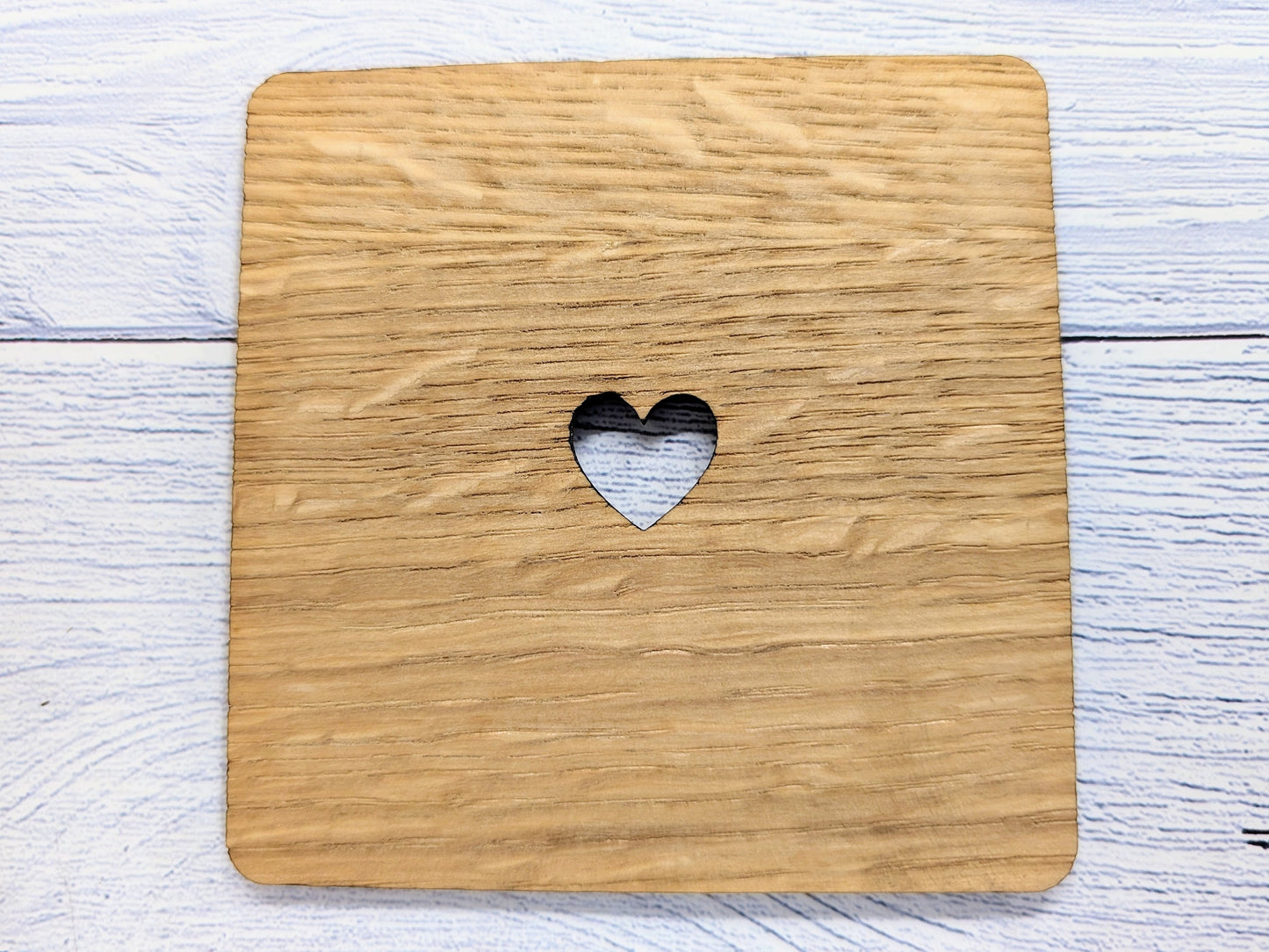 Personalised Oak Veneered Wedding Coasters - Customisable with Names, Date & Heart Design, 90mm x 90mm, Unique Wooden Wedding Favours