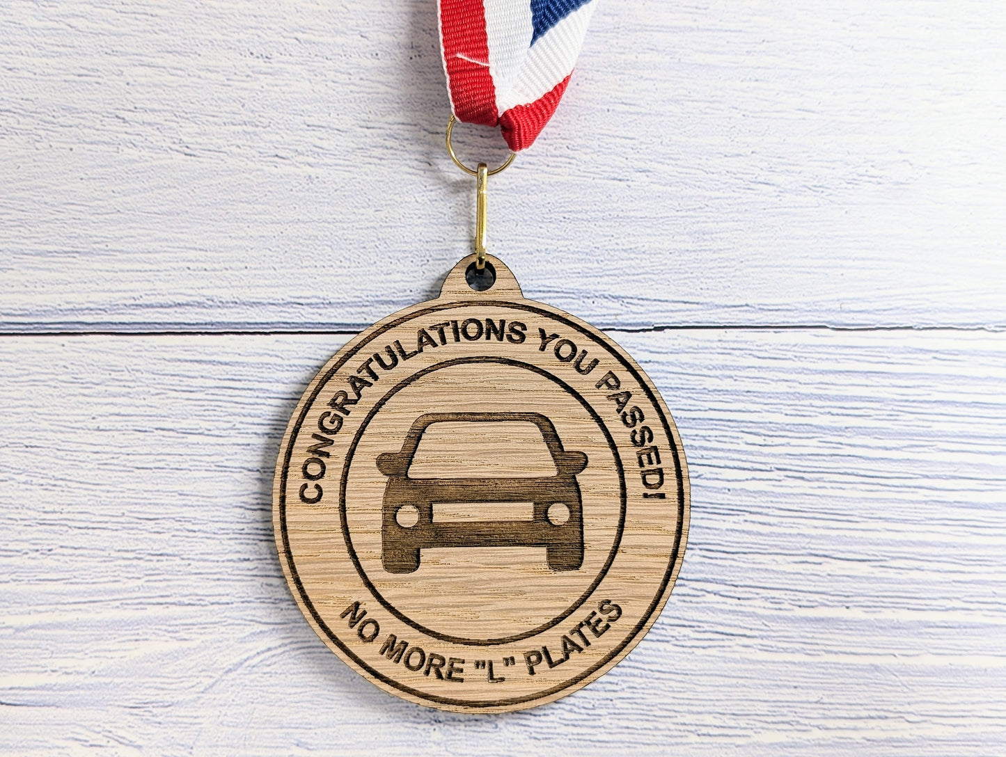 Humorous Driving Test Pass Wooden Medal - Congratulations You Passed - No More "L" Plates!
