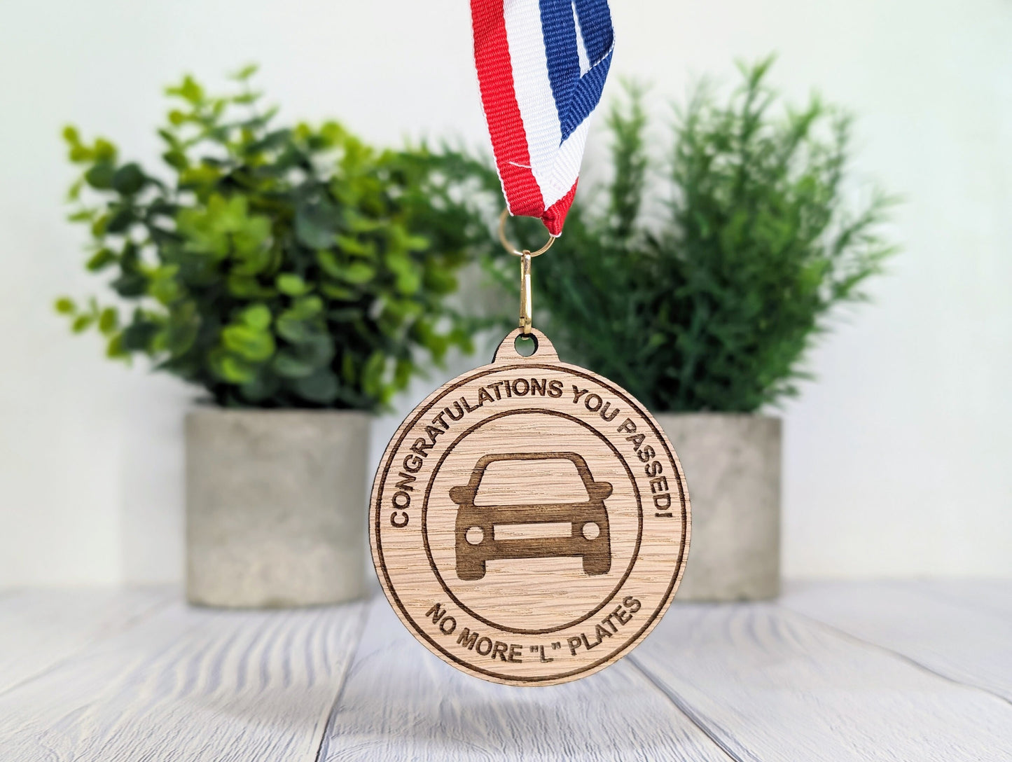 Humorous Driving Test Pass Wooden Medal - Congratulations You Passed - No More "L" Plates!