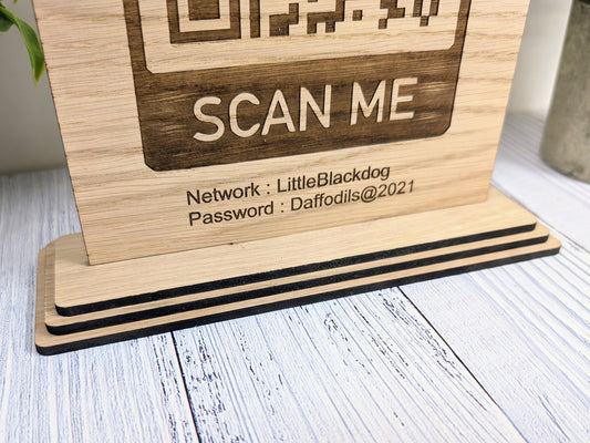 Wooden WiFi QR Code Extra Large Table Sign