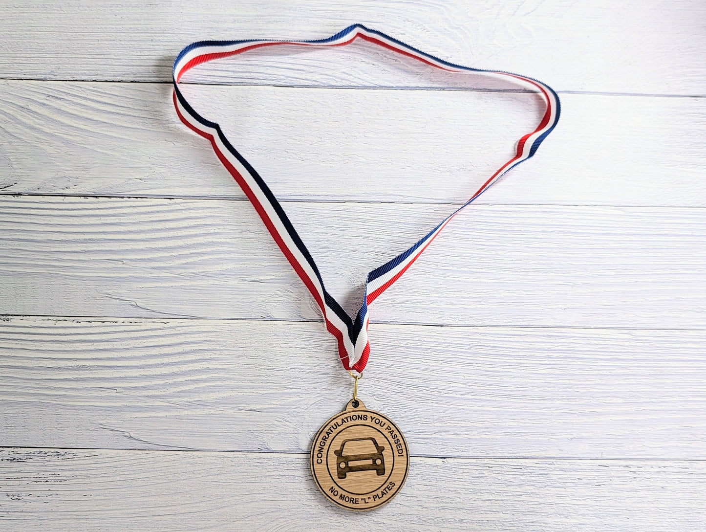 Humorous Driving Test Pass Wooden Medal - Congratulations You Passed - No More "L" Plates!