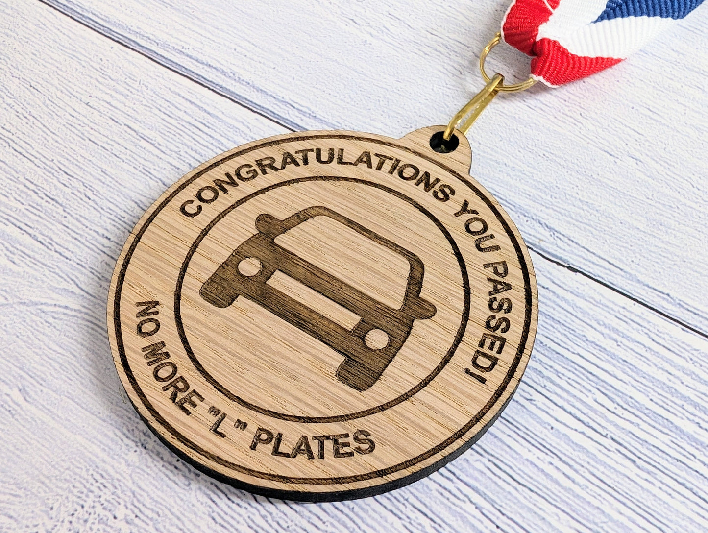Humorous Driving Test Pass Wooden Medal - Congratulations You Passed - No More "L" Plates!