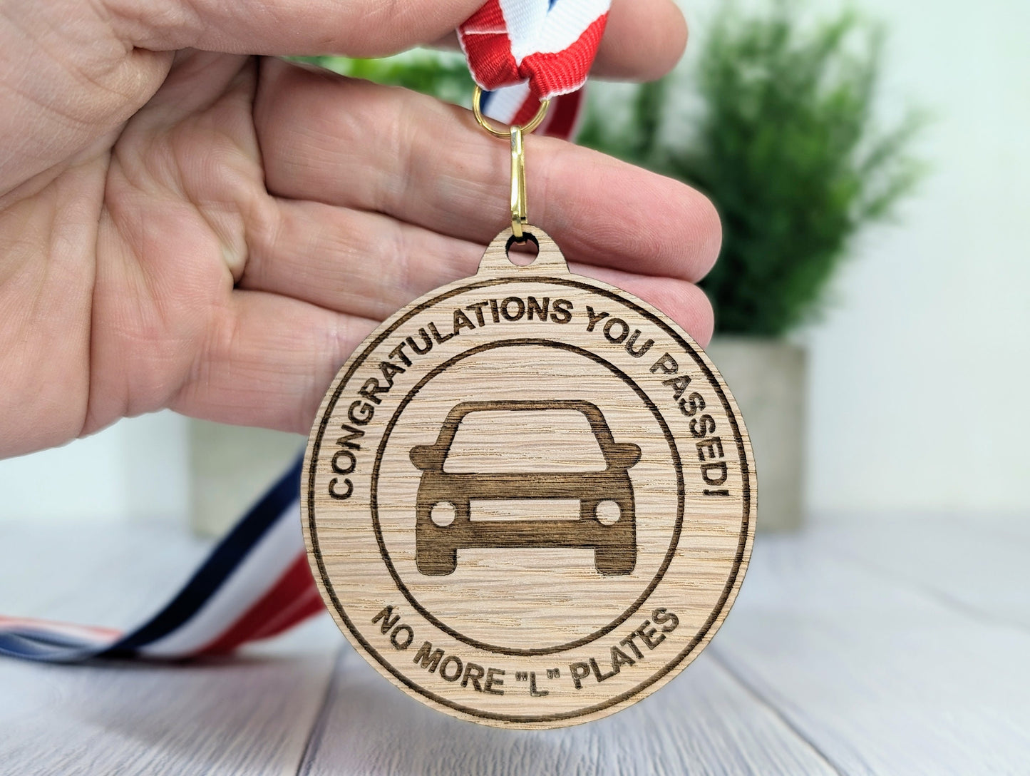 Humorous Driving Test Pass Wooden Medal - Congratulations You Passed - No More "L" Plates!