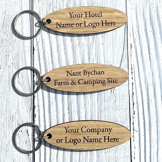 Personalised Oval Keyrings | Custom Keyfobs | Wooden Keyring | Oak Wood | Bulk | Wooden Key Chain | Oak Keyring | Bulk Keyrings