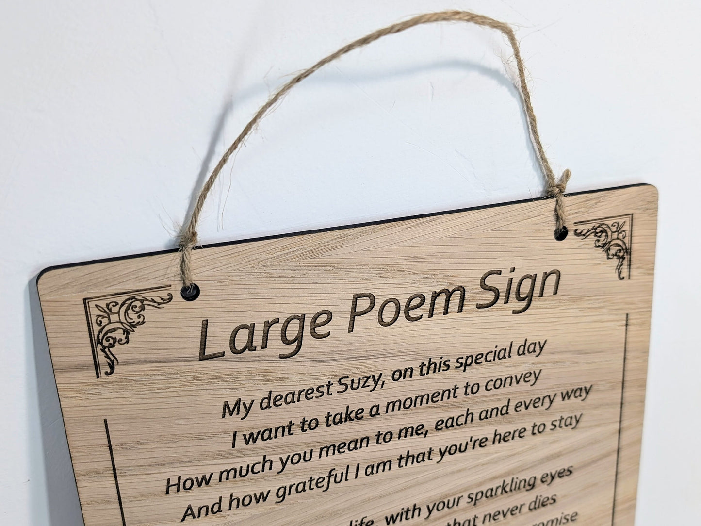 A4 Personalised Wooden Poem Sign - Custom Engraved, Ideal for Longer Poems, Home Decor, Gift for Poets, Sustainable Wood, Plastic-Free