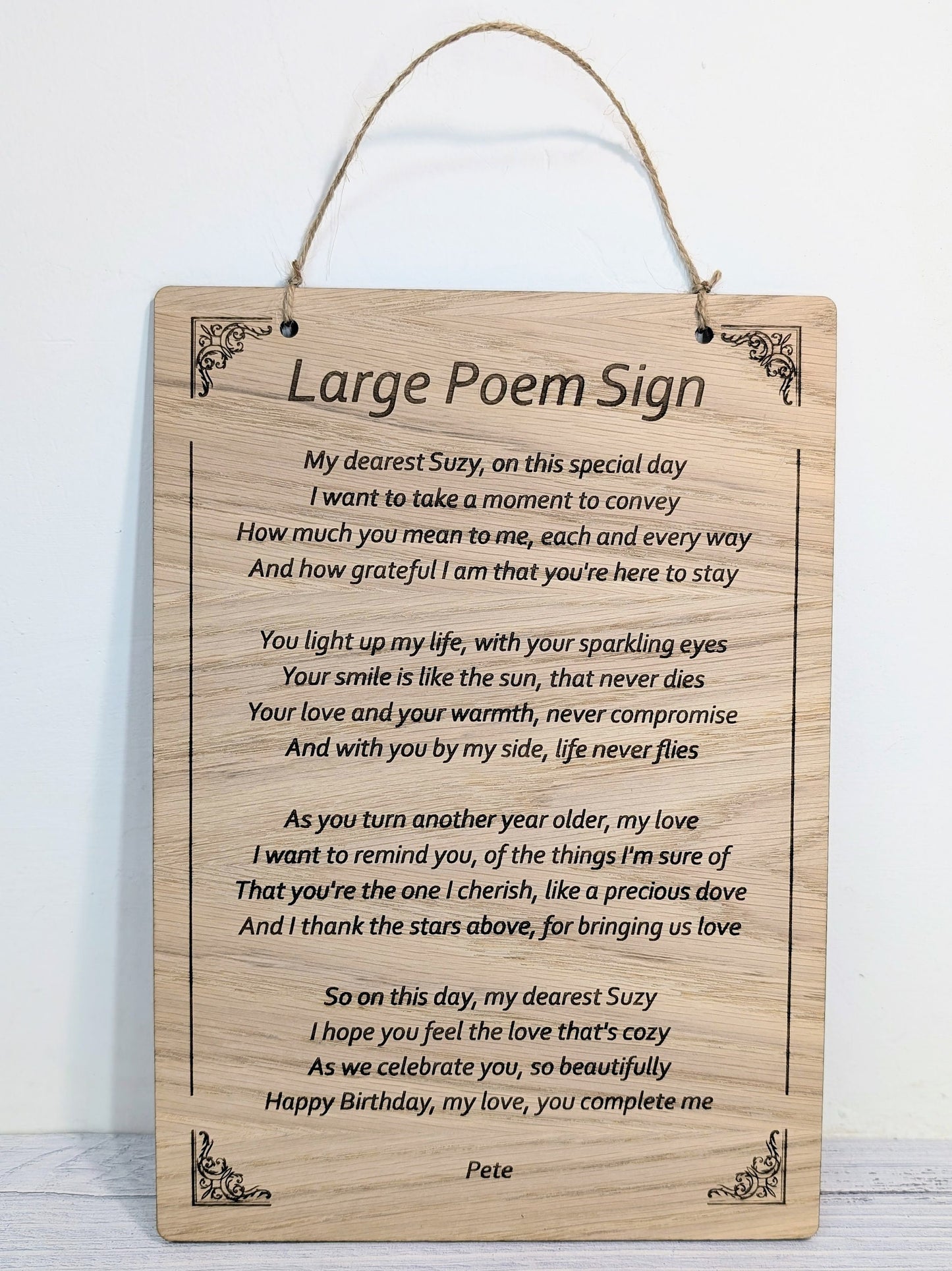 A4 Personalised Wooden Poem Sign - Custom Engraved, Ideal for Longer Poems, Home Decor, Gift for Poets, Sustainable Wood, Plastic-Free
