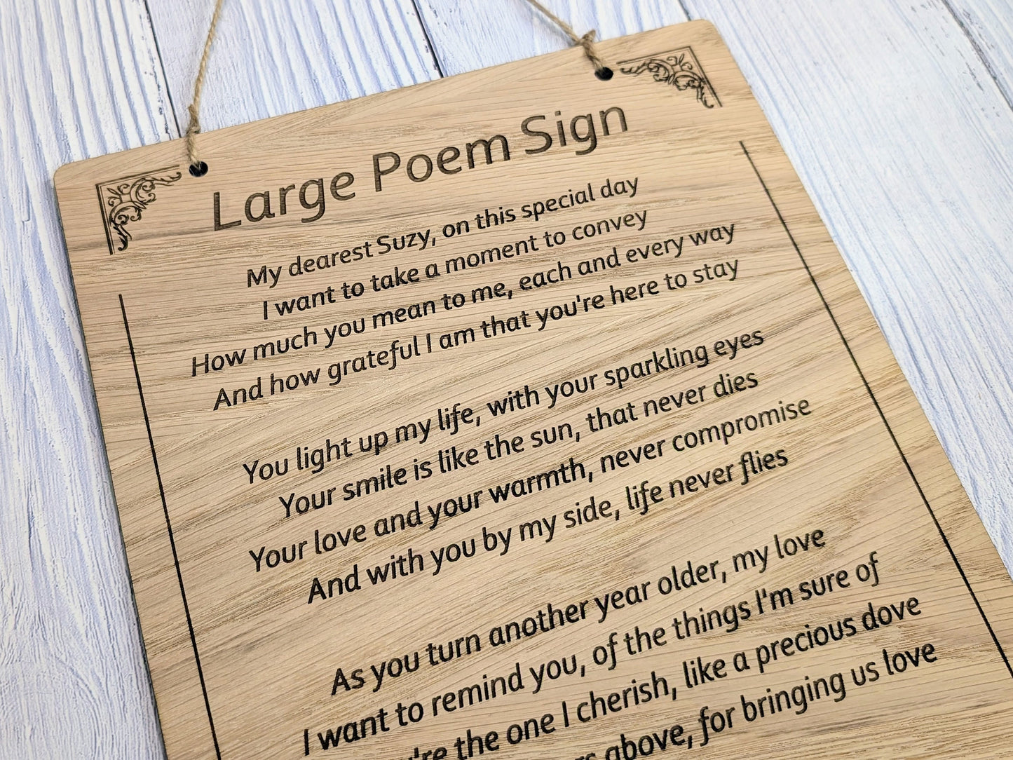 A4 Personalised Wooden Poem Sign - Custom Engraved, Ideal for Longer Poems, Home Decor, Gift for Poets, Sustainable Wood, Plastic-Free