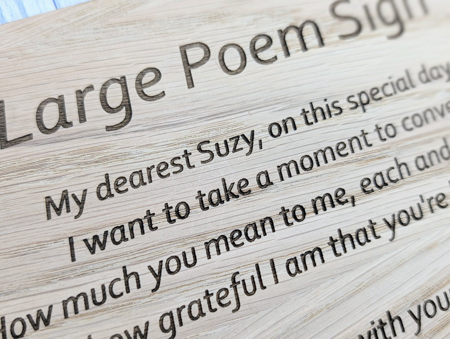 A4 Personalised Wooden Poem Sign - Custom Engraved, Ideal for Longer Poems, Home Decor, Gift for Poets, Sustainable Wood, Plastic-Free