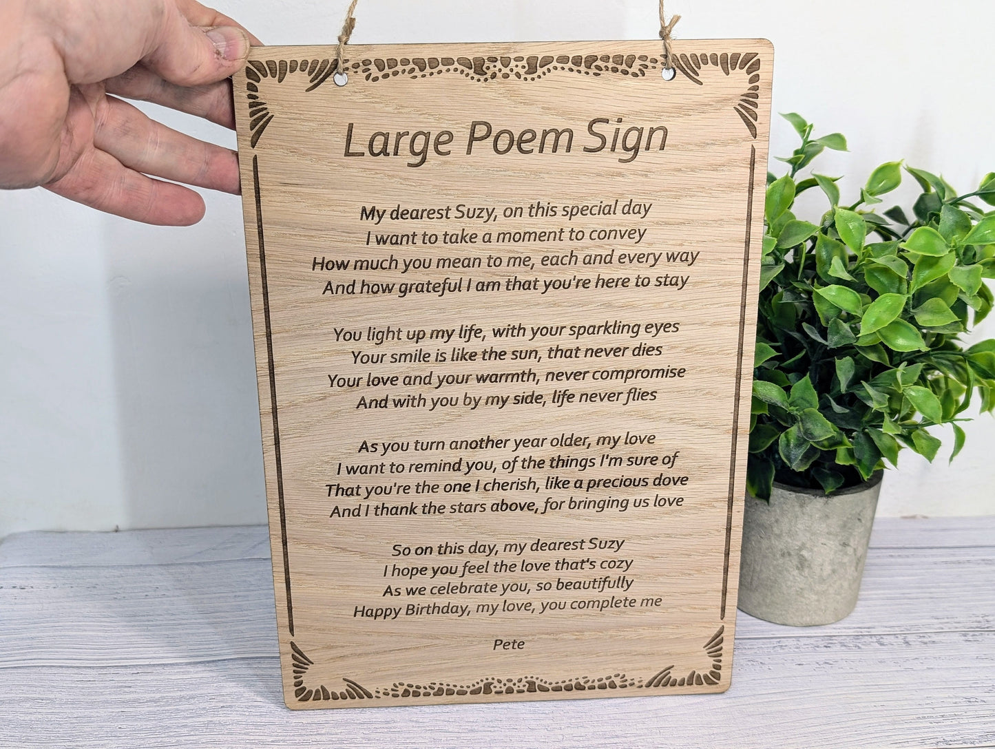 Custom A4 Wooden Poem Sign - Personalised Engraving, Perfect for Longer Verses, Home or Office Decor, Sustainable Timber, Eco-Friendly
