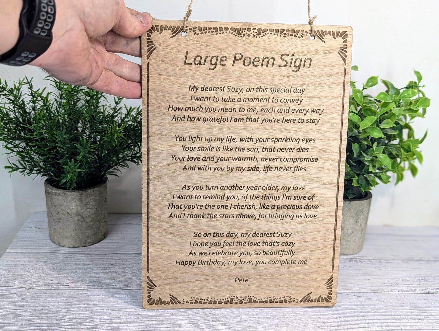 Custom A4 Wooden Poem Sign - Personalised Engraving, Perfect for Longer Verses, Home or Office Decor, Sustainable Timber, Eco-Friendly