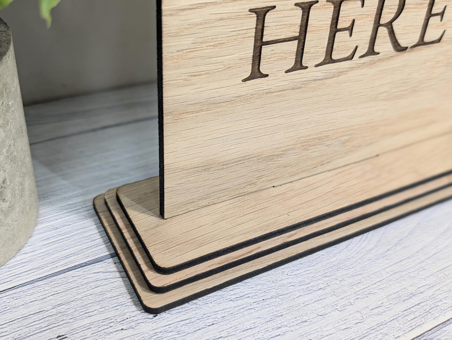 Please Pay Here | Personalised Wooden Signs - Custom Text, Freestanding with Removable Base, XL Size, Table Signage Extra Large