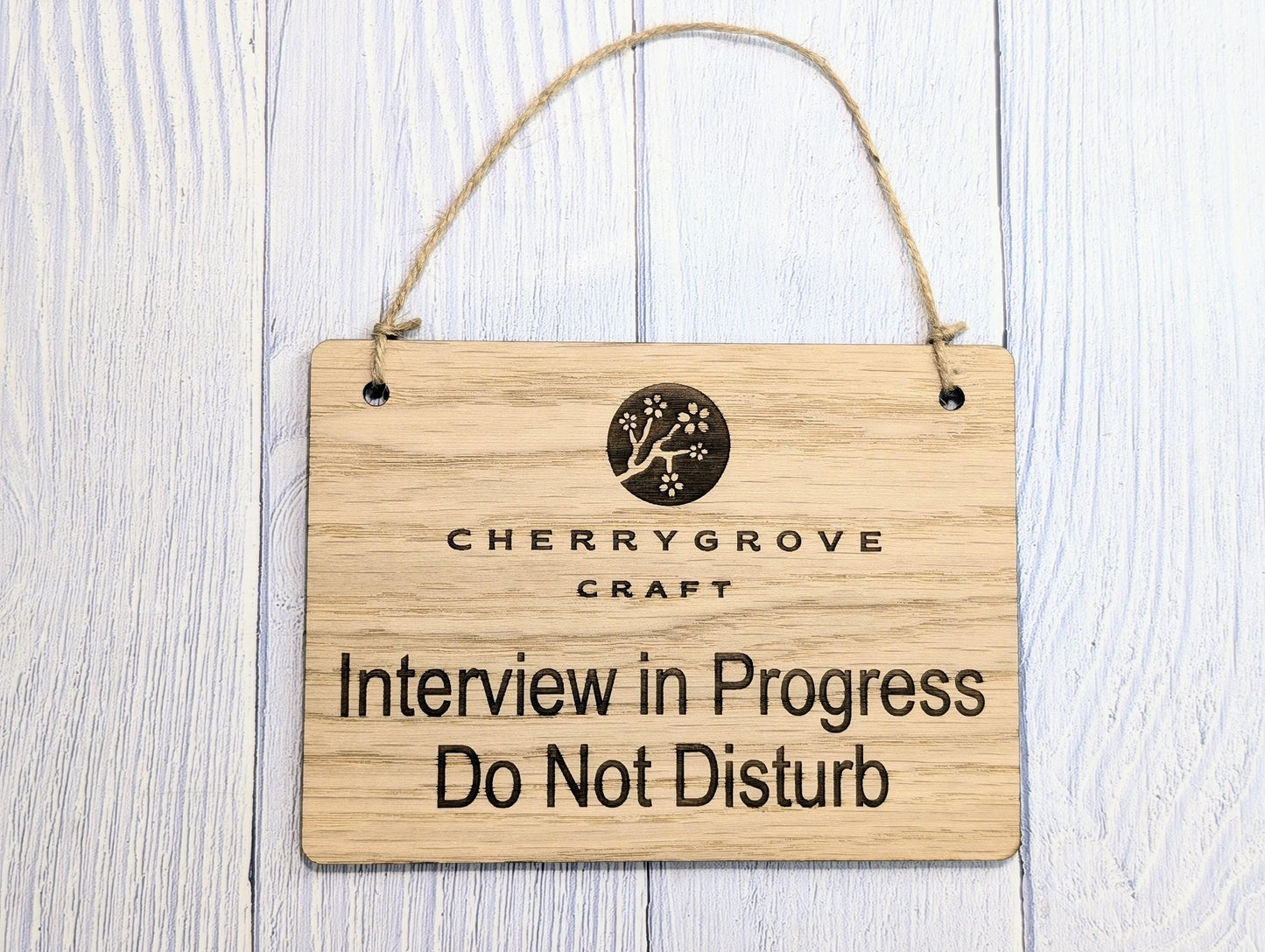 Interview in Progress, Do Not Disturb - Hanging Sign, 4 Sizes, Add Your Text or Logo, Personalised Wooden Hanging Sign,Door Sign