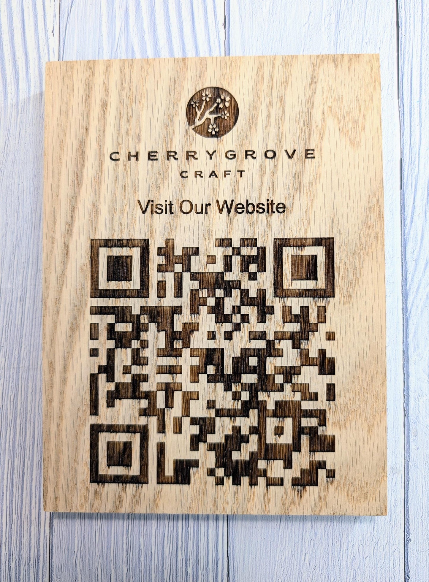 QR Code Solid Oak Large Blocks - Personalised Oak Blocks - QR Code - Custom Table Signage - Menus, Websites, Social Media, 150mm x 200mm