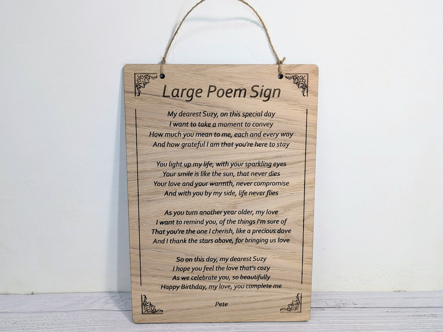 A4 Personalised Wooden Poem Sign - Custom Engraved, Ideal for Longer Poems, Home Decor, Gift for Poets, Sustainable Wood, Plastic-Free