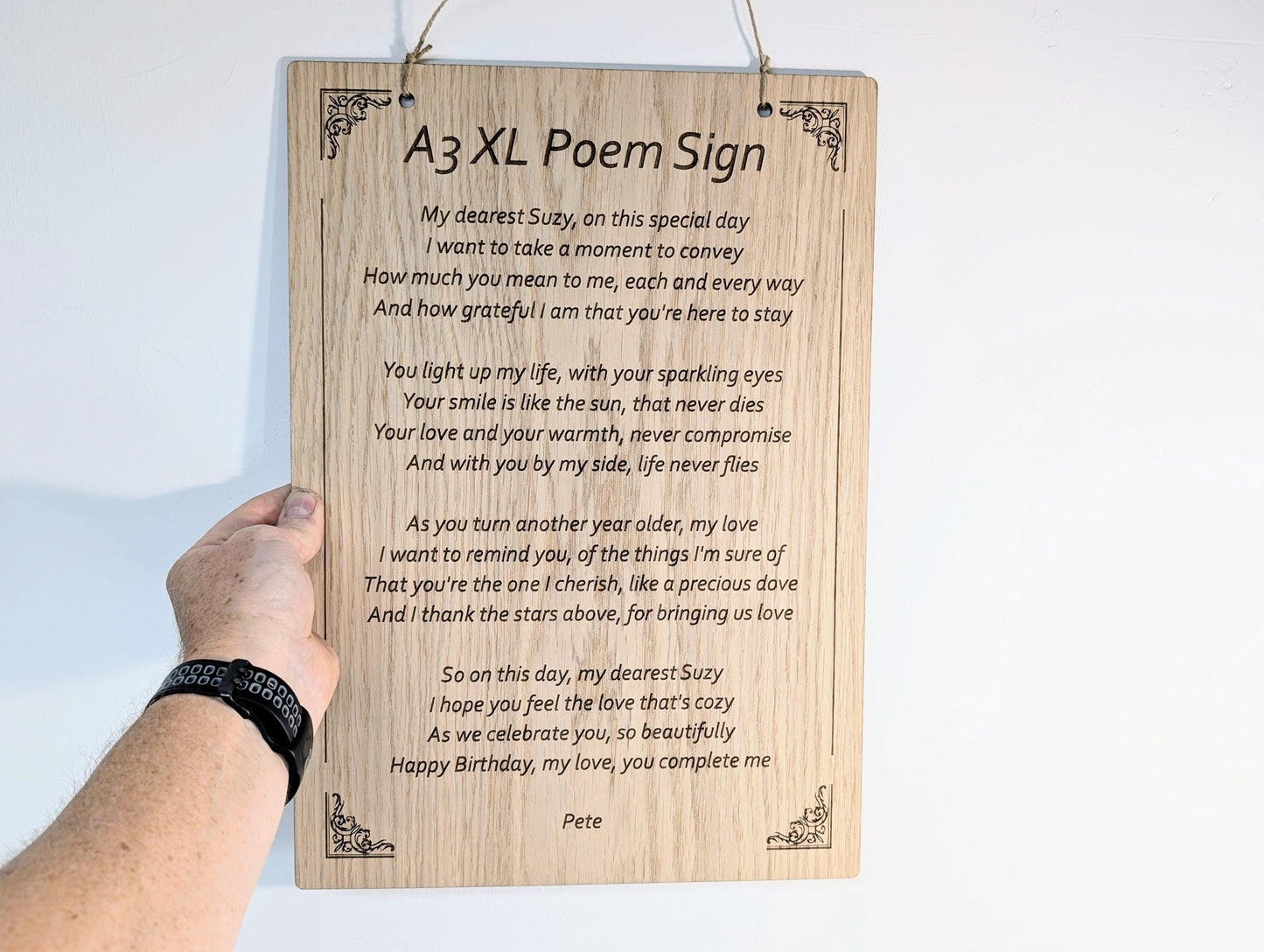 Custom A3 Wooden Poem Sign XL - Personalised Engraving, Perfect for Longer Verses, Home or Office Decor, Sustainable Timber, Eco-Friendly
