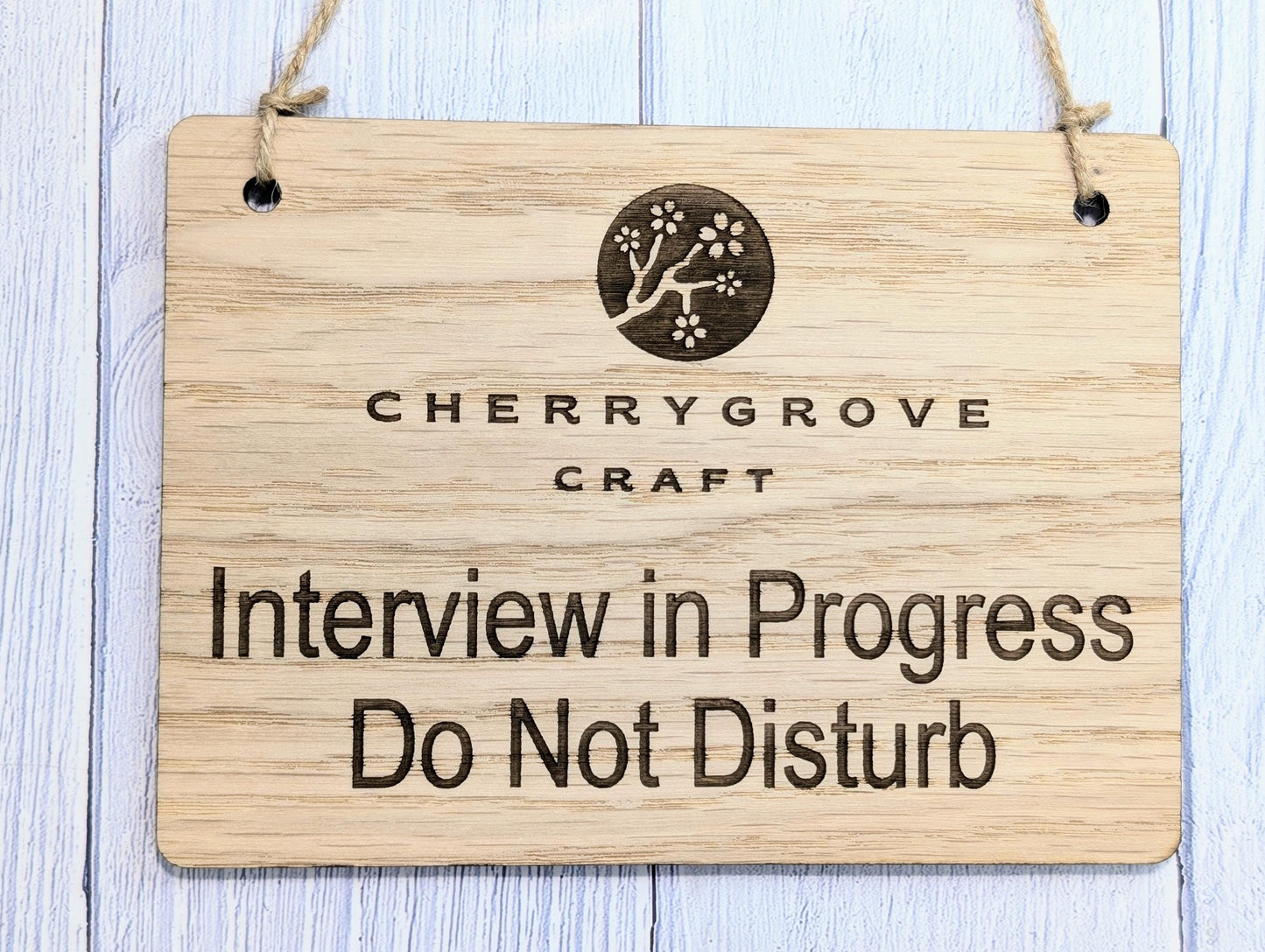 Interview in Progress, Do Not Disturb - Hanging Sign, 4 Sizes, Add Your Text or Logo, Personalised Wooden Hanging Sign,Door Sign