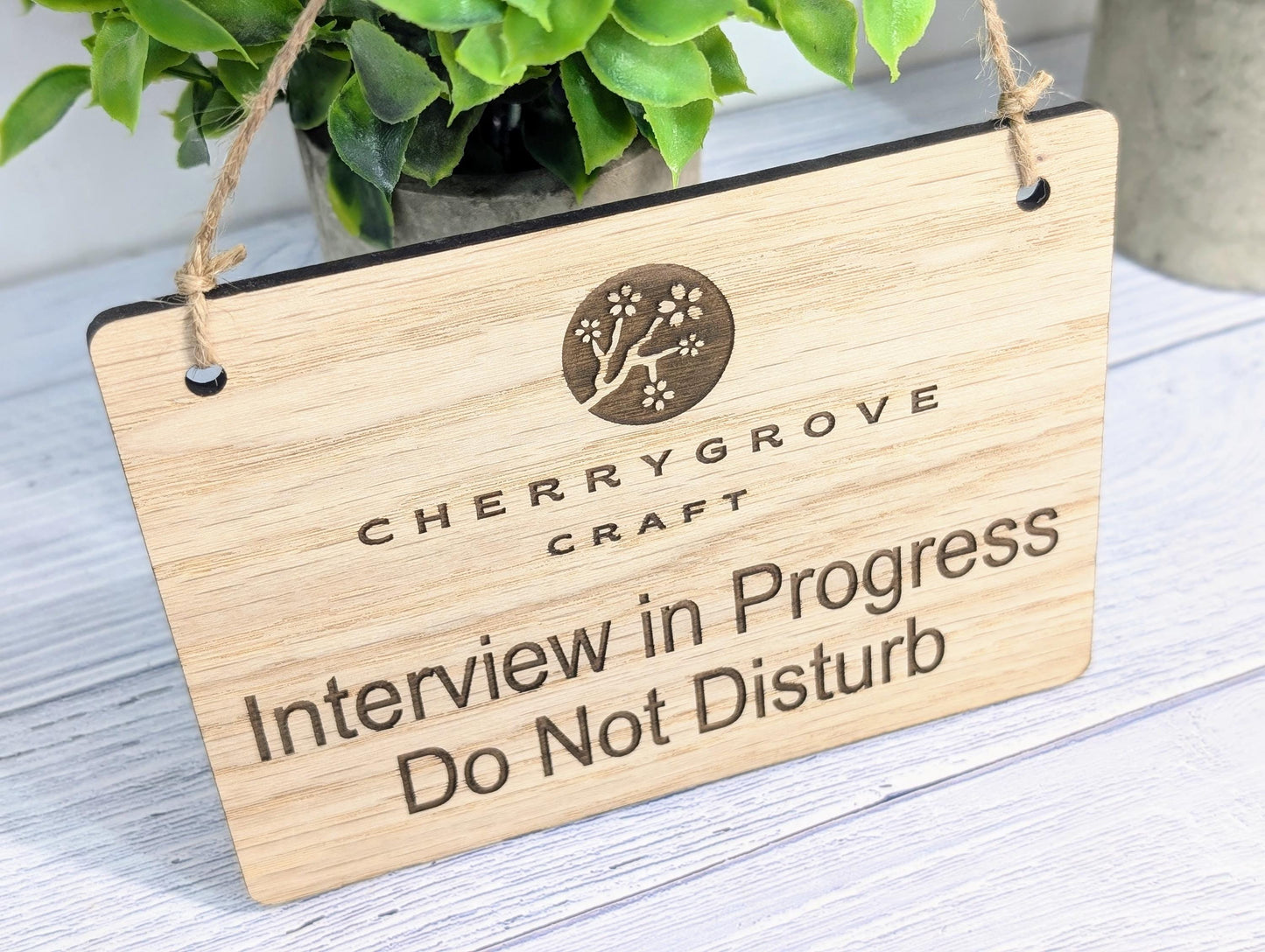 Interview in Progress, Do Not Disturb - Hanging Sign, 4 Sizes, Add Your Text or Logo, Personalised Wooden Hanging Sign,Door Sign