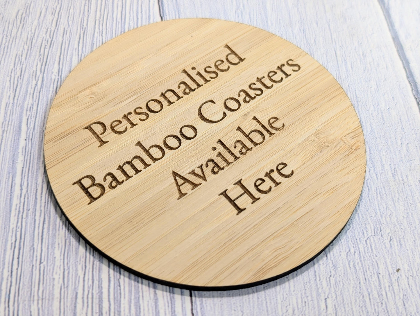 Bamboo Logo Coasters | Engraved Sustainable Business Gifts | Round or Square | Bulk Orders Welcome, Branded Drinks Coasters, Promotional