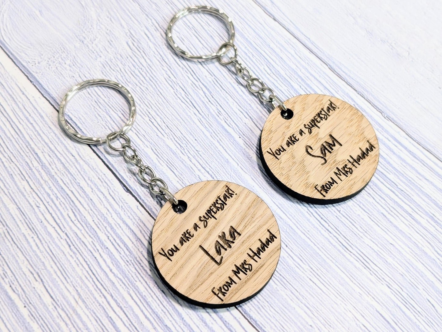 Personalised Student Superstar Keyrings, Oak School Key Chains, Students Gifts | Gifts from Teacher, End of Term, End-of-Year, Custom Names