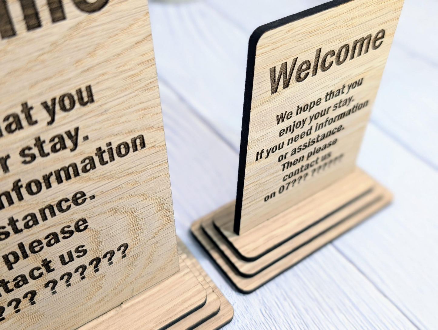 Personalised Wooden Welcome Sign – Perfect for Your Home, Rental Properties, Holiday Homes, B&Bs | Wood Table Signage | Two Sizes