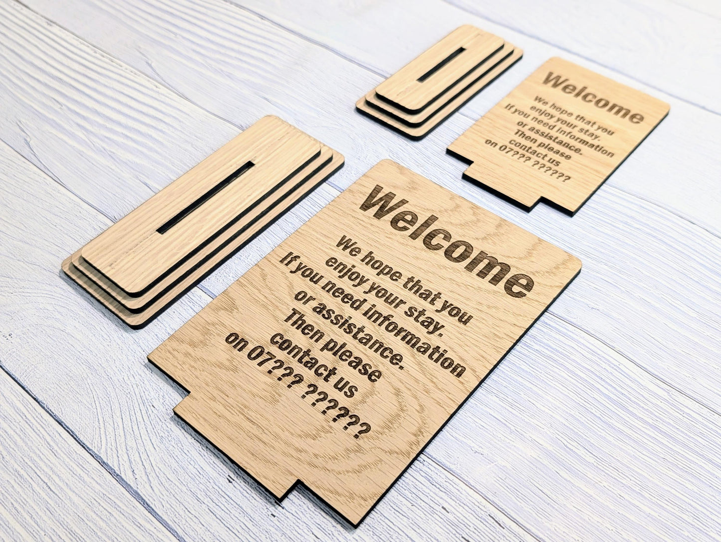 Personalised Wooden Welcome Sign – Perfect for Your Home, Rental Properties, Holiday Homes, B&Bs | Wood Table Signage | Two Sizes