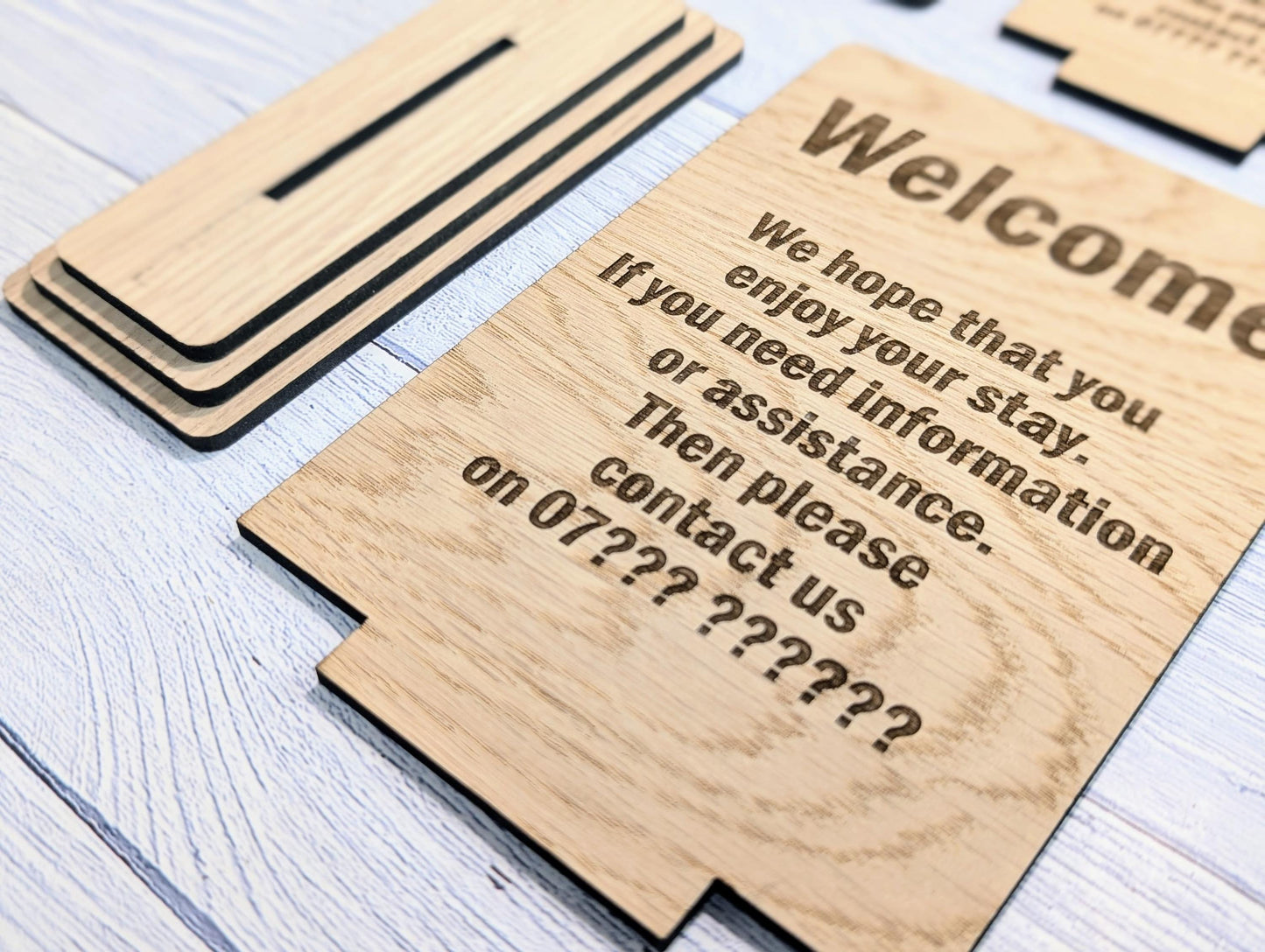 Personalised Wooden Welcome Sign – Perfect for Your Home, Rental Properties, Holiday Homes, B&Bs | Wood Table Signage | Two Sizes