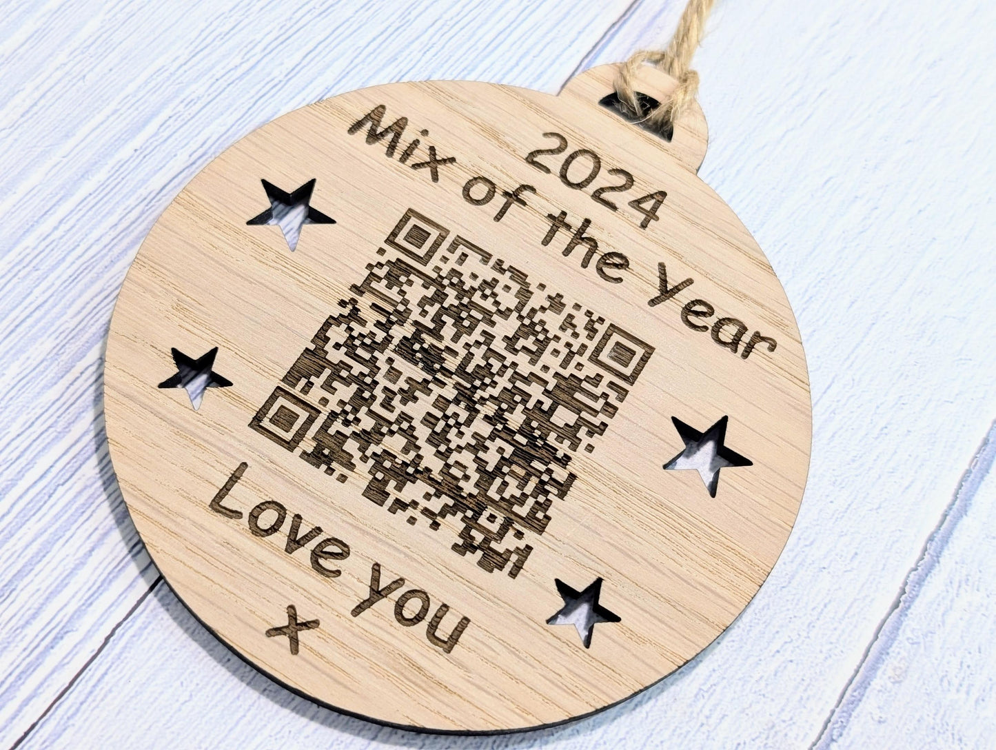 Personalised Mix of the Year Bauble - Engraved QR Code Music Gift, Custom 2024 Playlist Ornament for any Music Streaming Service