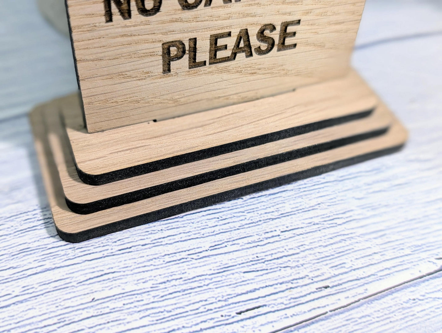 Wooden No Smoking No Candles Sign – Freestanding Table Sign for Airbnb and Rentals, B&Bs | Wood Table Signage | Two Sizes