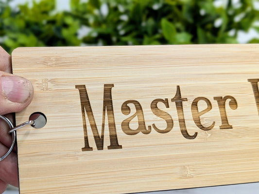 Extra-Large Bamboo Keyring 200x80mm | Master Key Design | Sustainable Eco-Friendly Gift | Plastic-Free