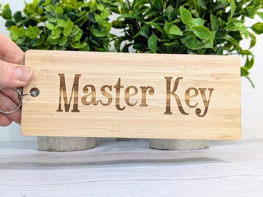 Extra-Large Bamboo Keyring 200x80mm | Master Key Design | Sustainable Eco-Friendly Gift | Plastic-Free