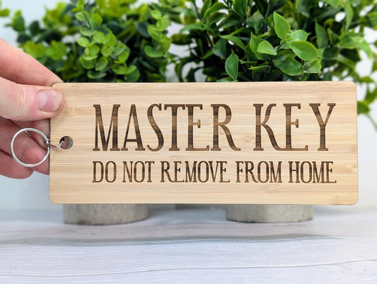 Master Key Bamboo Keyring - 'Do Not Remove From Home' Engraving | Large, Durable, Eco-Friendly, Unique Household Accessory
