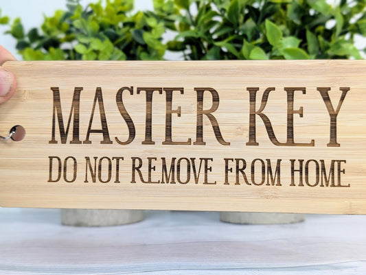 Master Key Bamboo Keyring - 'Do Not Remove From Home' Engraving | Large, Durable, Eco-Friendly, Unique Household Accessory