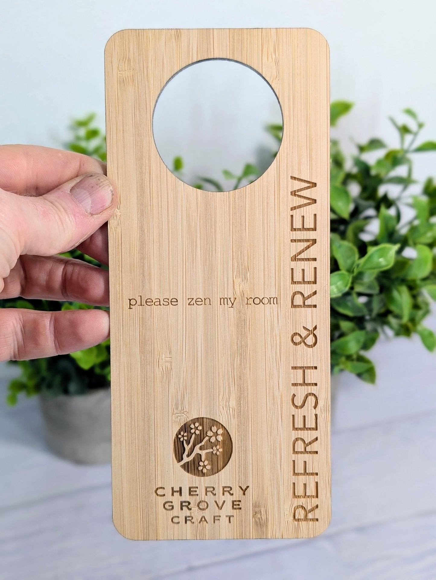 Bamboo Hotel Door Hangers - "Refresh & Renew" and "Do Not Disturb" Door Signs, Hotel Sign, Bedroom Signs, Add Your Logo