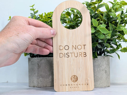 Bamboo Hotel Door Signs - "Refresh & Renew" and "Do Not Disturb" Door Signs, Hotel Door Hangers, Bedroom Signs, Add Your Logo