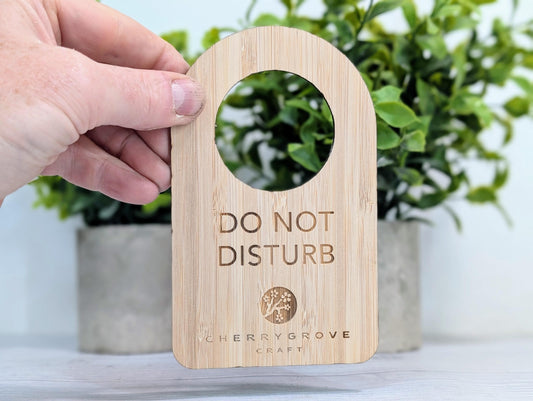 Custom Do Not Disturb Reversible Bamboo Sign | Sustainable Door Hanger - Personalised Signage - Add Your Logo - Hotel Door Sign, B&B