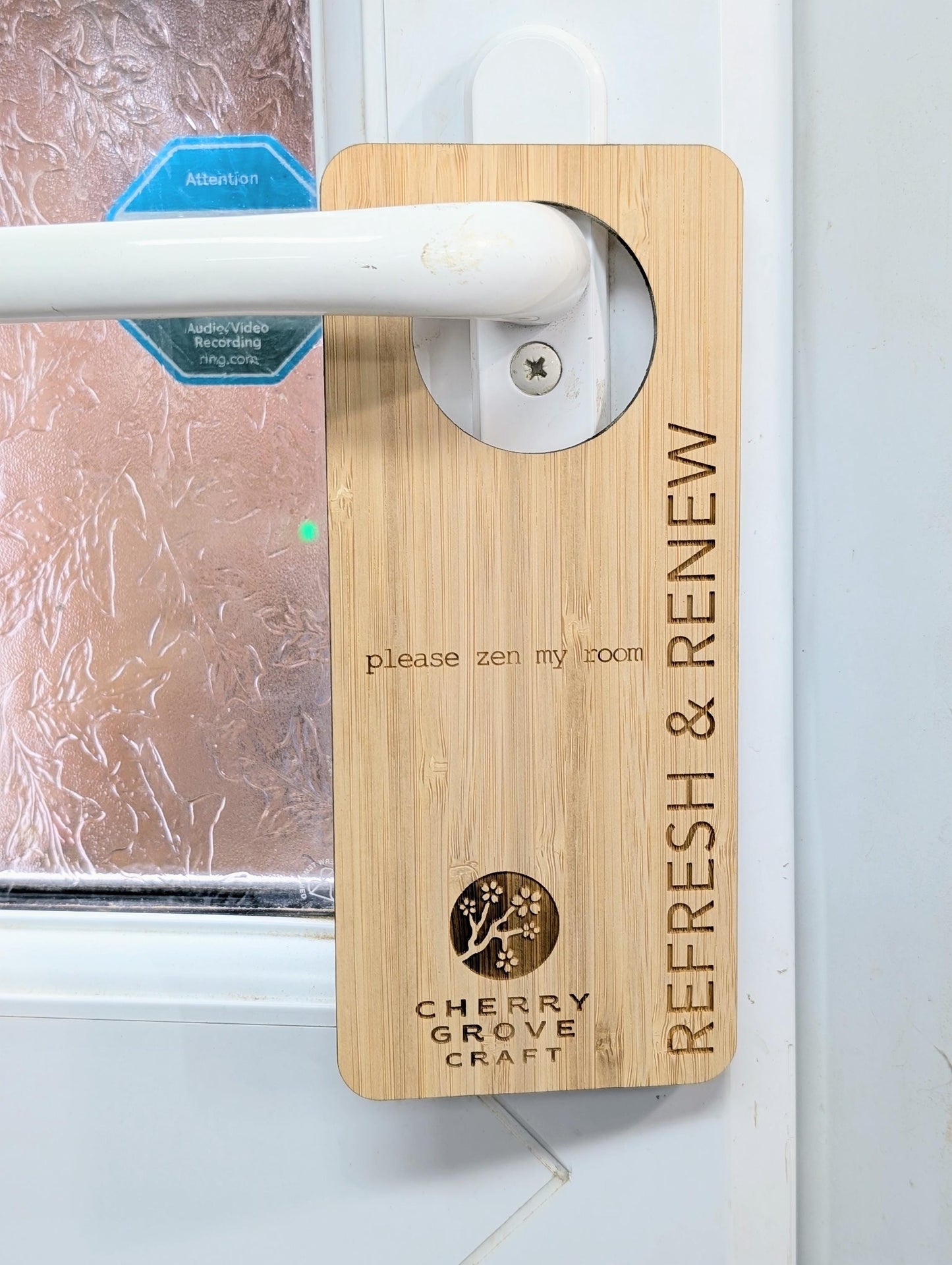Bamboo Hotel Door Hangers - "Refresh & Renew" and "Do Not Disturb" Door Signs, Hotel Sign, Bedroom Signs, Add Your Logo