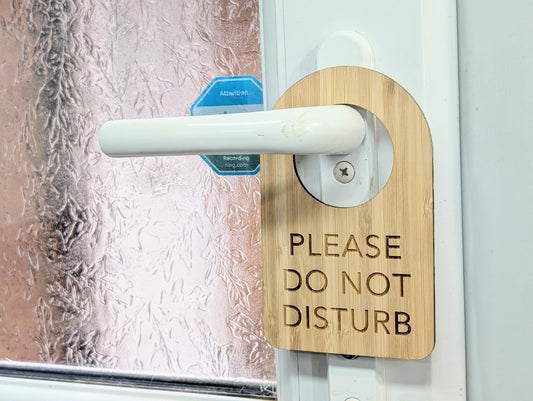 Bamboo Door Hanger – "Please Do Not Disturb", 89x144mm, Eco-Friendly Signage for Office, Meditation, or Study Room, Door Handle Sign