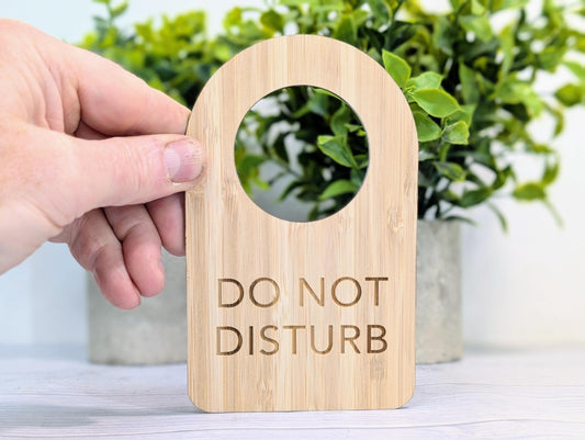 Bamboo Door Hanger – "Do Not Disturb", 89x144mm, Eco-Friendly Signage for Office, Meditation, or Study Room, Door Handle Sign