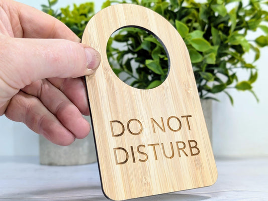 Bamboo Door Hanger – "Do Not Disturb", 89x144mm, Eco-Friendly Signage for Office, Meditation, or Study Room, Door Handle Sign