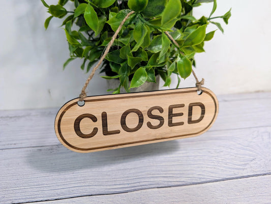 Hand-crafted Bamboo Open/Closed Sign - Double-Sided, Eco-Friendly, 4 Sizes