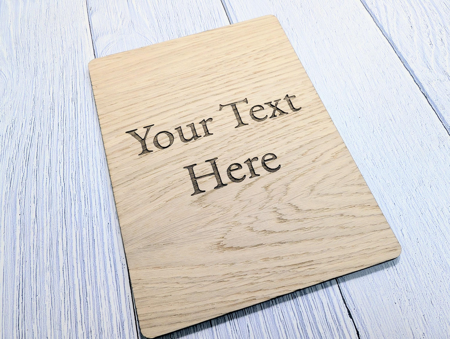 Personalised Oak Sign – Custom Text Portrait Plaque – Wooden Business or Home Sign – Freestanding or Stick-On Display